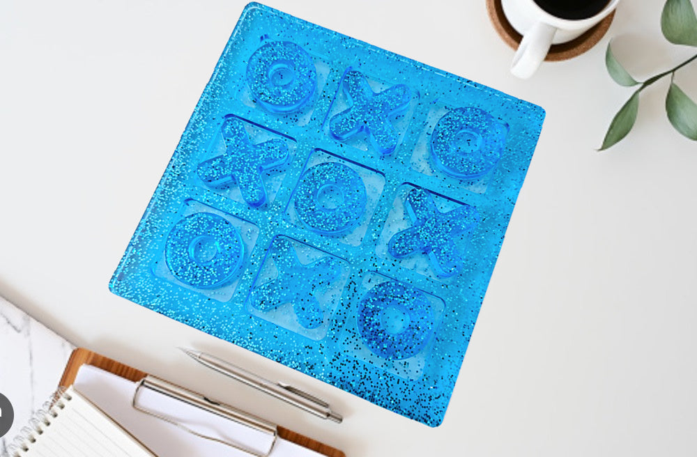 Blue Tic Tac Toe Board with Matching Letters